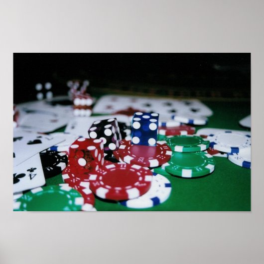 Poker Chips, Karten und Würfel Poster (Vorne)