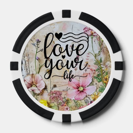 Poker Chips - Liebe für Ihr Leben Blumendesign (Vorderseite)
