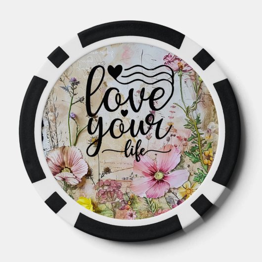 Poker Chips - Liebe für Ihr Leben Blumendesign (Rückseite)