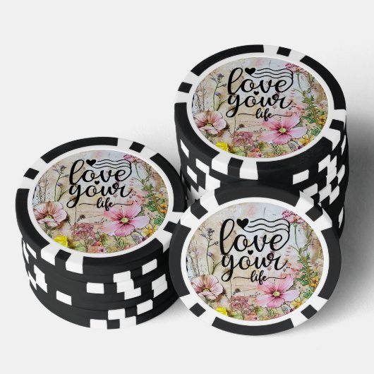 Poker Chips - Liebe für Ihr Leben Blumendesign (Stapel)