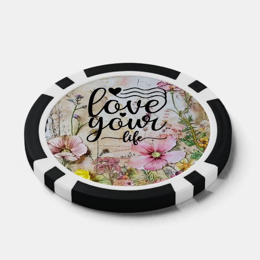 Poker Chips - Liebe für Ihr Leben Blumendesign (Einzeln)
