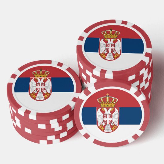 Poker-Chips mit der Flagge Serbiens Pokerchips (Stapel)