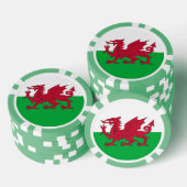 Poker-Chips mit der Flagge von Wales, Vereinigtes  Pokerchips (Stapel)