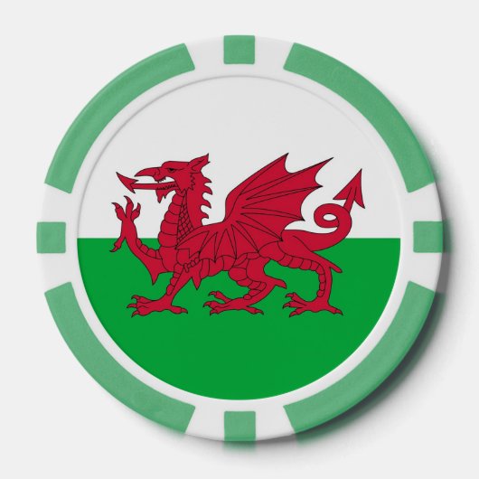 Poker-Chips mit der Flagge von Wales, Vereinigtes  Pokerchips (Vorderseite)