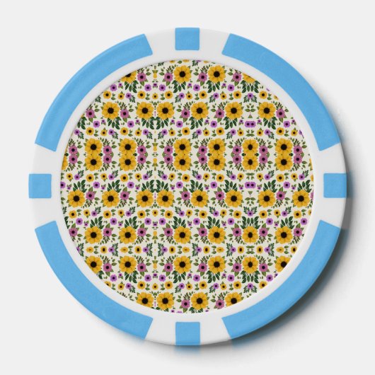 Poker-Chips mit einem lebendigen floralen Muster Pokerchips (Vorderseite)