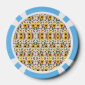 Poker-Chips mit einem lebendigen floralen Muster Pokerchips (Rückseite)
