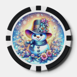 Poker Chips mit Mrs. Snowman - Fun Winter Design