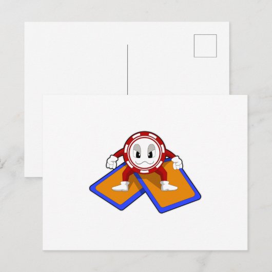 Poker-Chips mit Poker-Karten Postkarte (Vorne/Hinten)