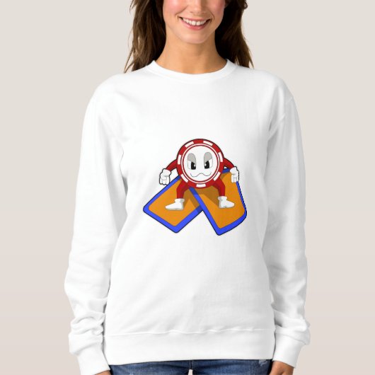 Poker-Chips mit Poker-Karten Sweatshirt (Vorderseite)