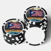 Poker Chips mit Puerto Rico Flag über Strand (Stapel)