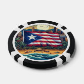 Poker Chips mit Puerto Rico Flag über Strand (Einzeln)