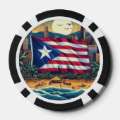 Poker Chips mit Puerto Rico Flag über Strand (Rückseite)