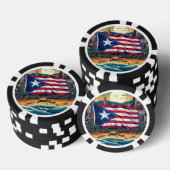 Poker Chips mit Puerto Rico Flag über Strand (Stapel)