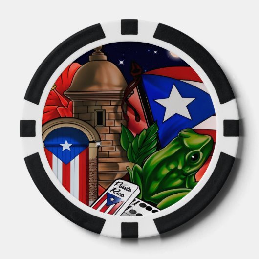 Poker Chips mit Puerto Rico Symbolen (Vorderseite)