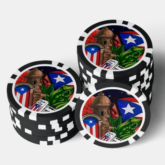Poker Chips mit Puerto Rico Symbolen (Stapel)