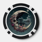 Poker Chips mit Schädel im Mond und Rose (Rückseite)