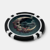 Poker Chips mit Schädel im Mond und Rose (Einzeln)
