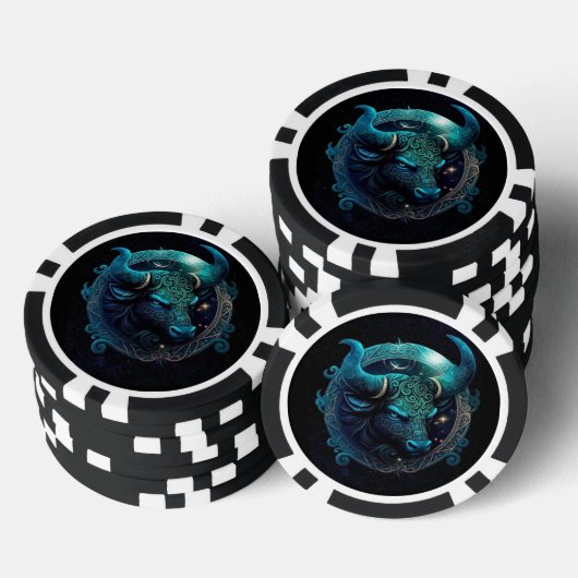 Poker Chips mit Taurus Zodiac Symbol (Stapel)