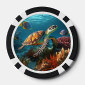 Poker Chips mit Tiefseeschildkröten und Fischen (Rückseite)