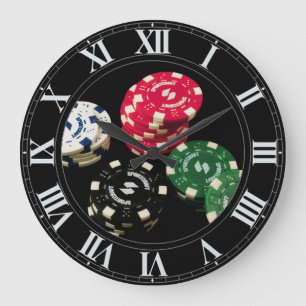 Poker Chips Pattern Wall Clock Große Wanduhr