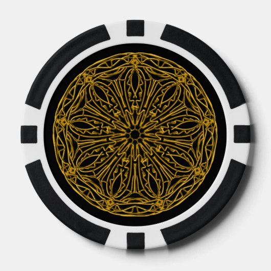 Poker Chips, Schwarz und Gold Pokerchips (Vorderseite)