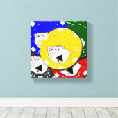 Poker Chips Stretched Canvas Print Leinwanddruck (Insitu (Holzboden))