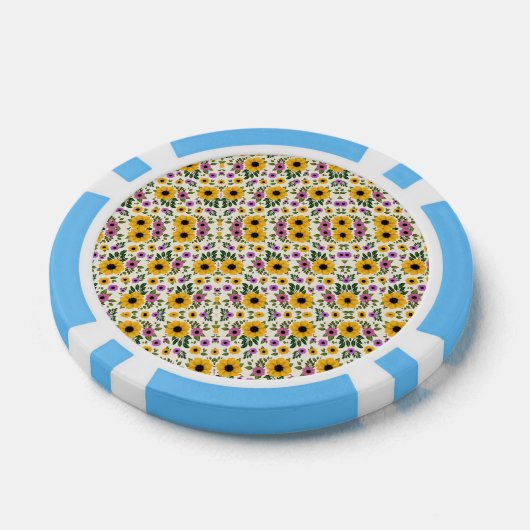 Poker chips with a vibrant floral pattern (Einzeln)