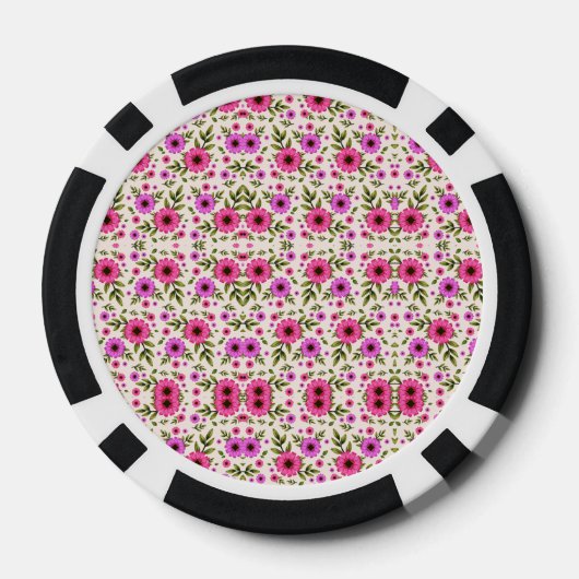 Poker chips with a vibrant pink floral pattern  (Rückseite)