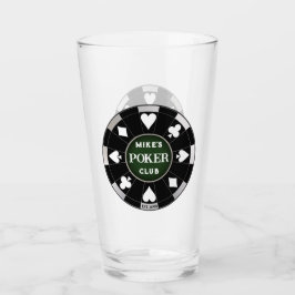 Poker Club Black Poker Chip w Playing Anzugs Glas