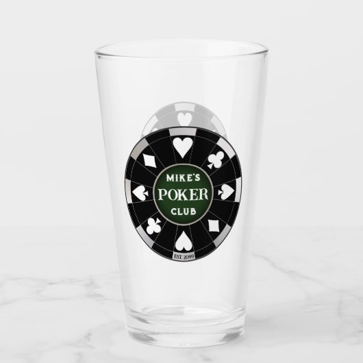 Poker Club Chip Beer Soda Glass Drinkware Glas (Vorderseite)