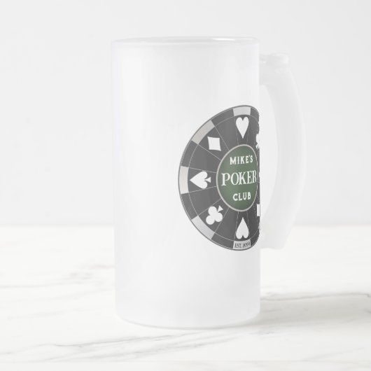 Poker Club Chip Frosted Beer Mug Glass Drinkware Mattglas Bierglas (VorderseiteRechts)