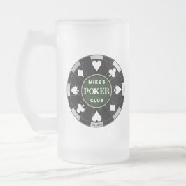 Poker Club Chip Frosted Beer Mug Glass Drinkware Mattglas Bierglas