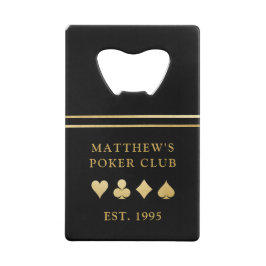 Poker Club Name mit Gold Card Anzügen Geldbeutel Flaschenöffner