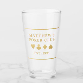 Poker Club Name und Datum Kartenspielen Anzug Bier Glas