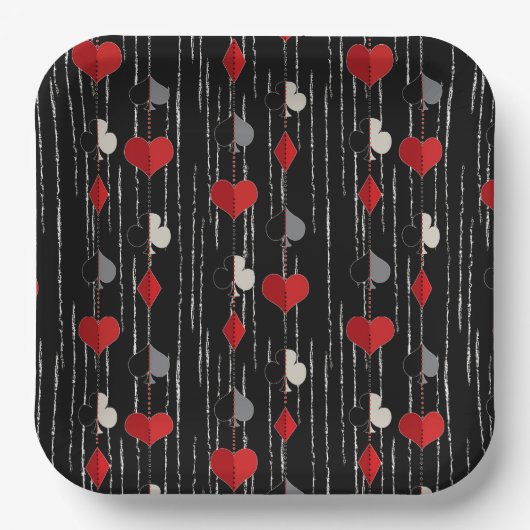 Poker, der Kartensymbole abspielt. Pappteller (Vorderseite)