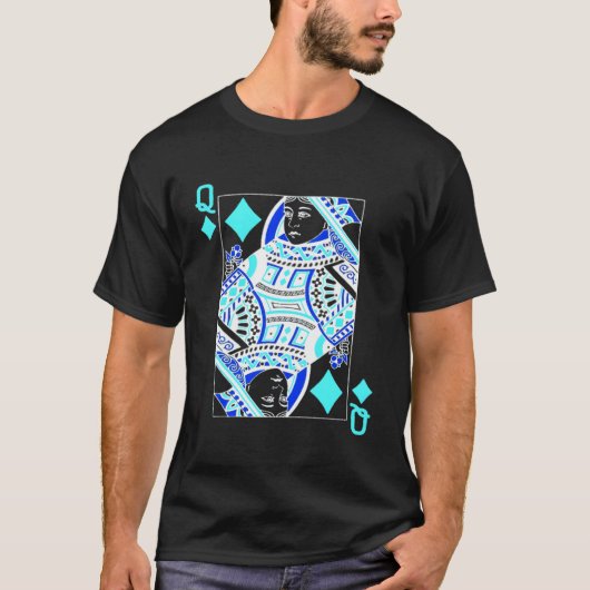 Poker, die Karten spielen negative Farbe Königin v T-Shirt (Vorderseite)