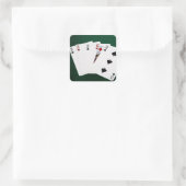 Poker - drei von einer Art - zwei Quadratischer Aufkleber (Tasche)