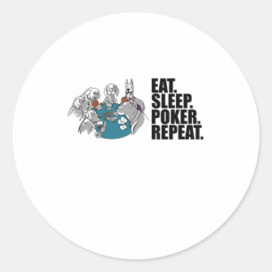Poker - Essen. Schlafen. Poker. Wiederholen. Runder Aufkleber