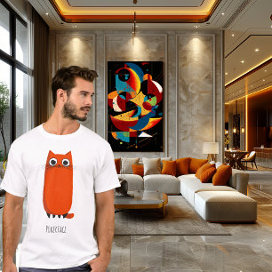 Poker Face Cat Funny Minimalistisch Cartoon T-Shirt