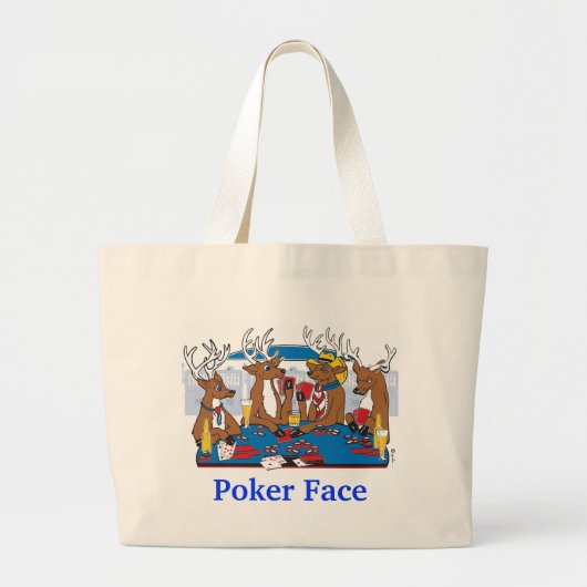 Poker Face Deer Jumbo Stoffbeutel (Vorne)