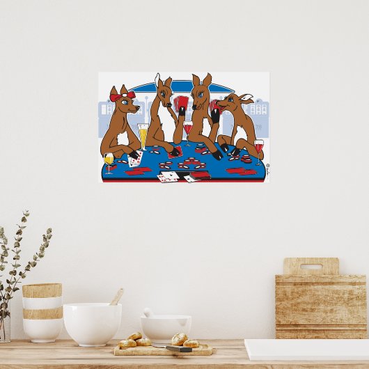 Poker Face Deer Poster (Küche)