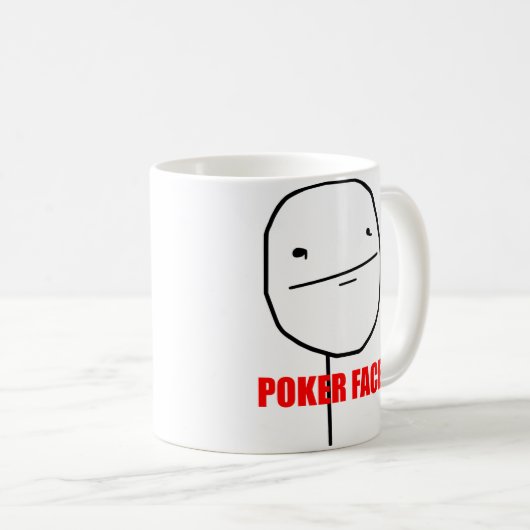 Poker-Gesicht Meme Kaffeetasse (VorderseiteRechts)