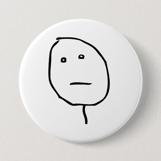 Poker-Gesichts-Raserei-Gesicht Meme Button (Vorderseite)