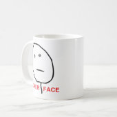 Poker-Gesichts-Raserei-Gesicht Meme Kaffeetasse (Vorderseite Links)