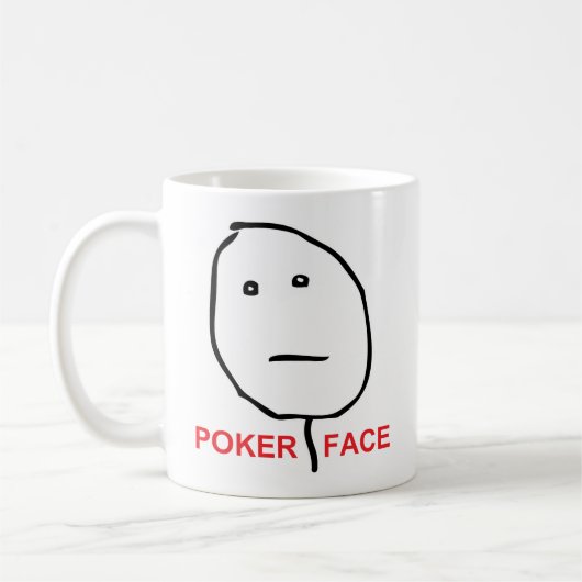 Poker-Gesichts-Raserei-Gesicht Meme Kaffeetasse (Links)