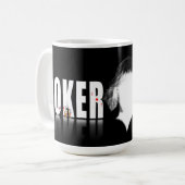 Poker-Gesichtstext mit Leerzeichen Kaffeetasse (Vorderseite Links)