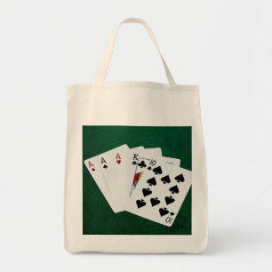 Poker Hand - drei von einer Art - Ass Tragetasche