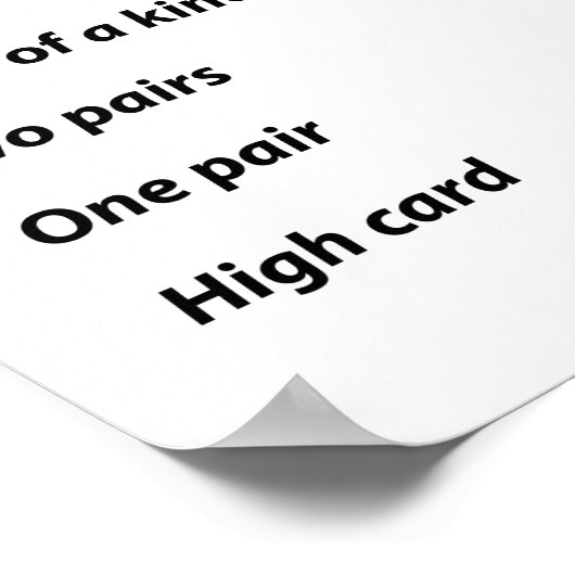 Poker Hand Ranking Erinnerung Poster (Ecke)