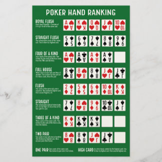 Poker Hand Ranking mit Visuals Briefpapier