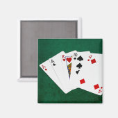 Poker Hände - eine Seite - As Magnet (Vorderseite/Rückseite)